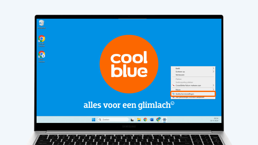 Coolblue scherm op een laptop.