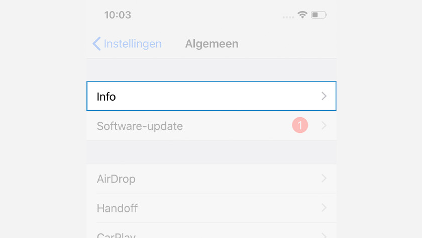 Info instellingen iPhone