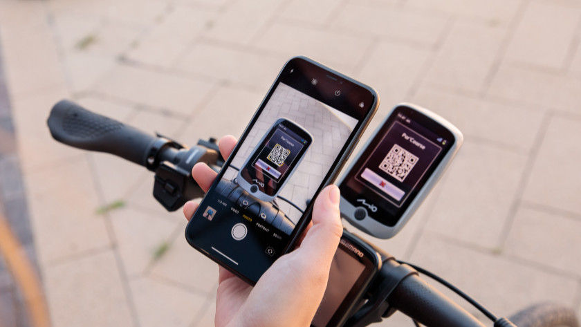 NeverMiss functie QR code scannen van Mio Cyclo Discover