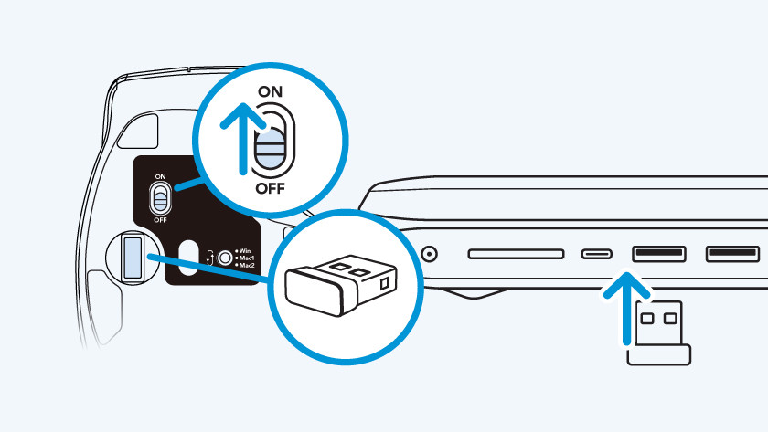 Muis aansluiten via usb ontvanger