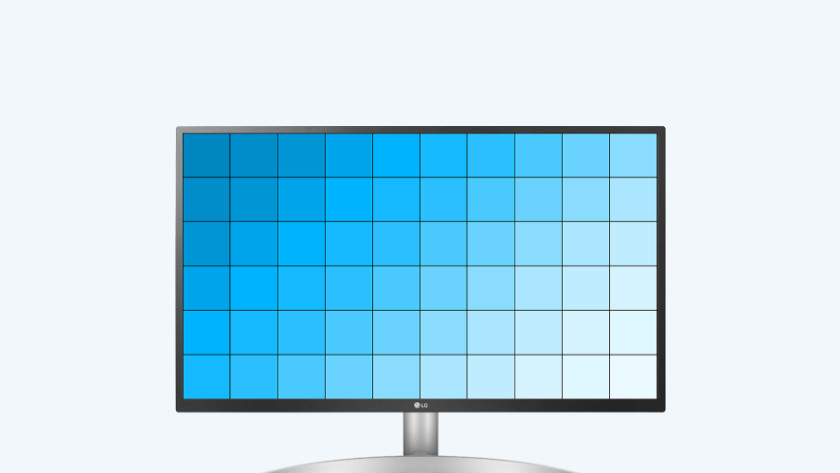 Pixeldichtheid geprojecteerd op het scherm van een LG monitor