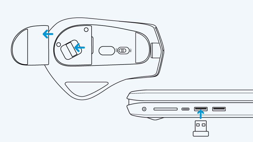 De muis aansluiten via usb ontvanger