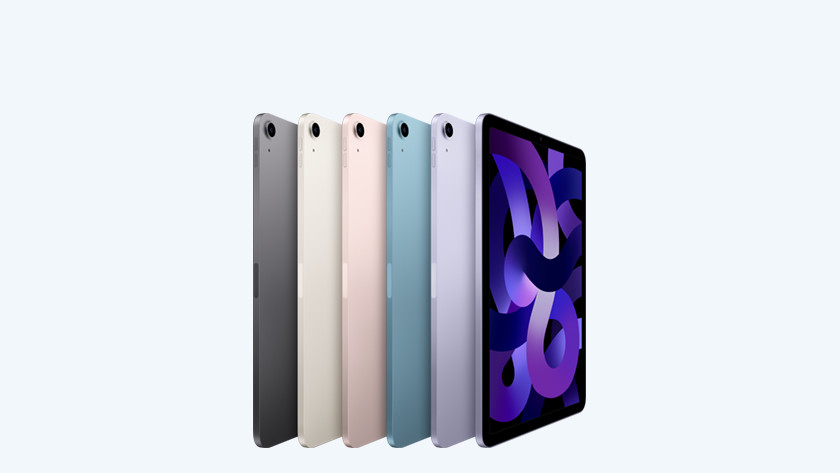 iPad Air 2022 space gray starlight roze blauw paars