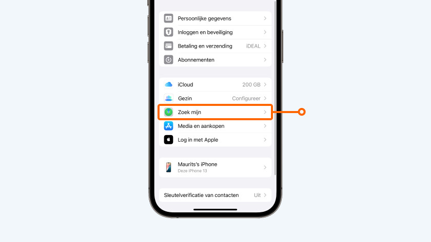 Kies voor 'Zoek mijn'