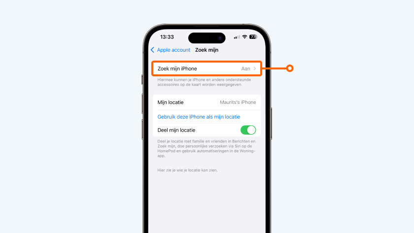 Tik op 'Zoek mijn iPhone'