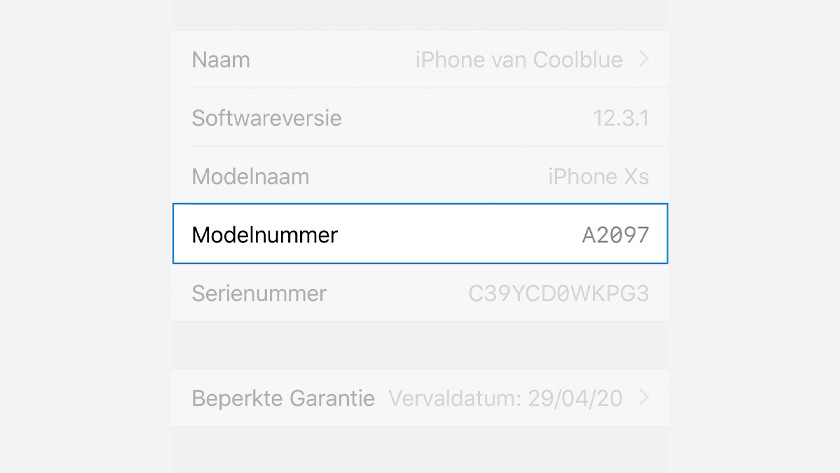 Modelnummer iPhone