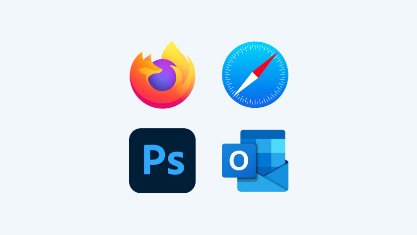 Firefox, Safari, Photoshop en Word icoon 