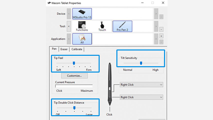 intuos pro zbrush settings