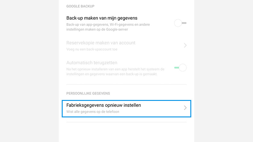 Fabrieksgegevens opnieuw instellen