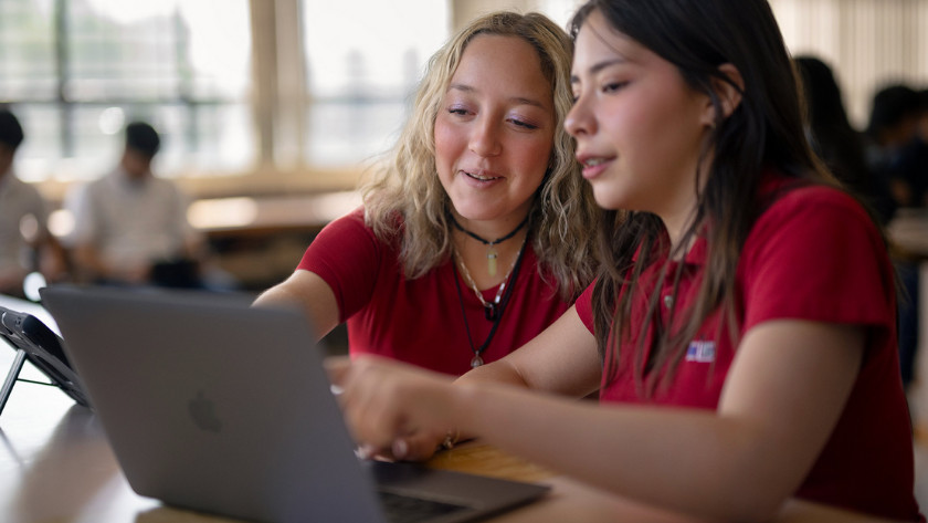 Students using a MacBook Air