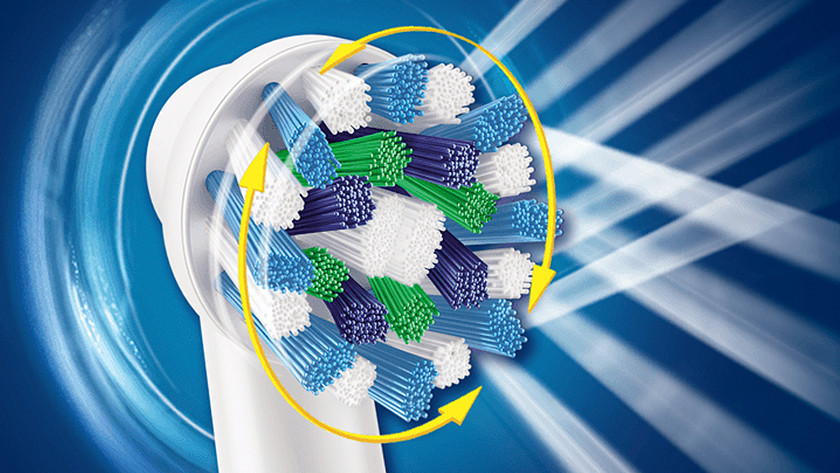 A rotating toothbrush's brushing motion