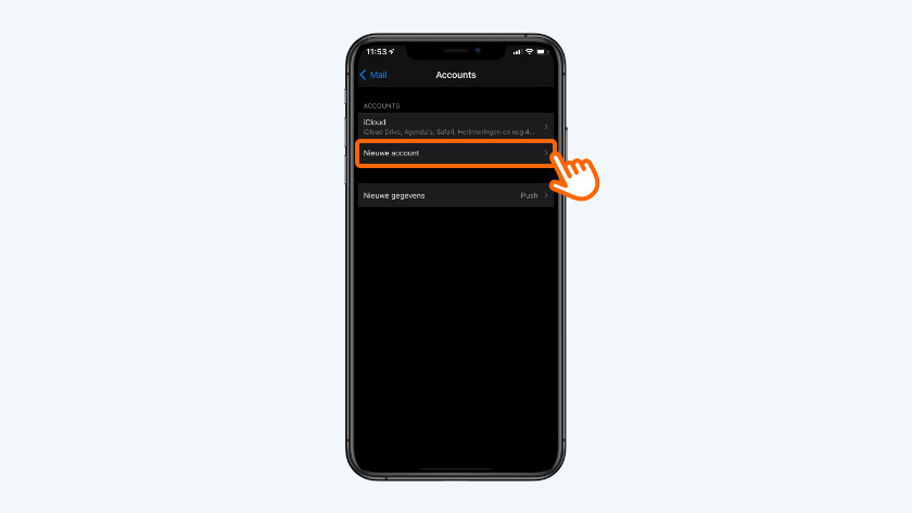 Tik op 'Nieuwe account'