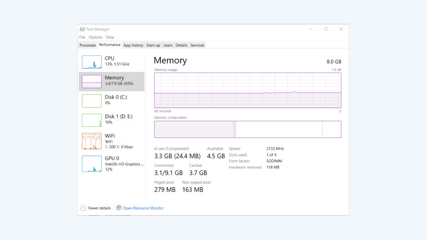 Task Manager in Windows with the right DDR version