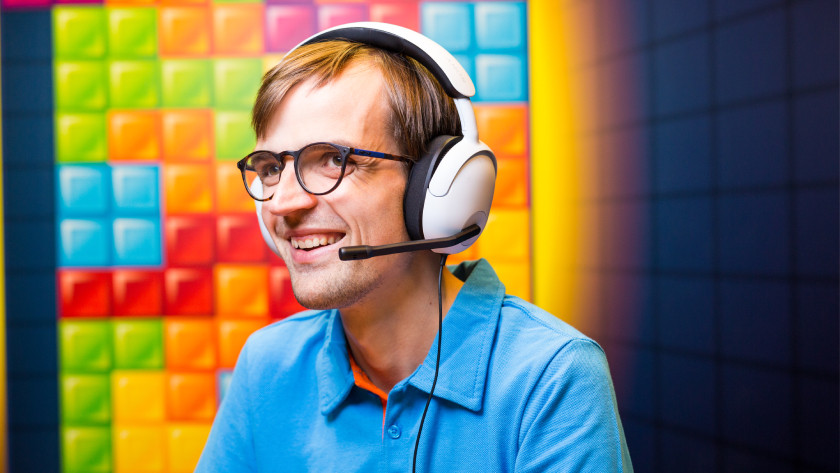 Person with PlayStation headset