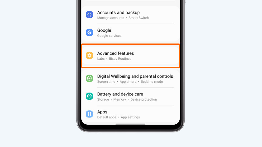 Mano de captura de pantalla de Samsung