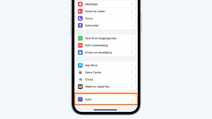 iPhone instellingen apps