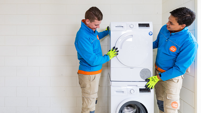 Stacking tumble dryer on top outlet of washing machine