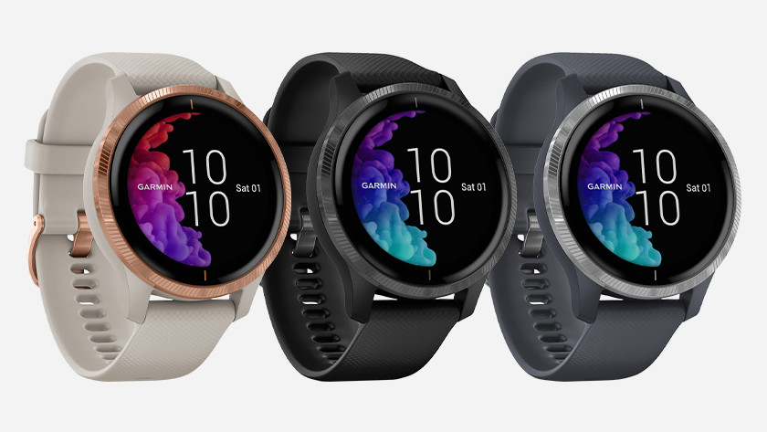 thumbnail image 2 of Garmin Venu, GPS Smartwatch With Bright Touchscreen Display, Features Music, Body Energy Monitoring, Animated Workouts, Pulse Ox Sensors And More, Black With Slate Hardware (Renewed 2 of 12
