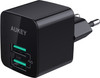 Aukey Usb A Thuislader met 2 Poorten 4,8A Zwart