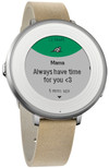 Pebble Time Round Leather Silver/Stone