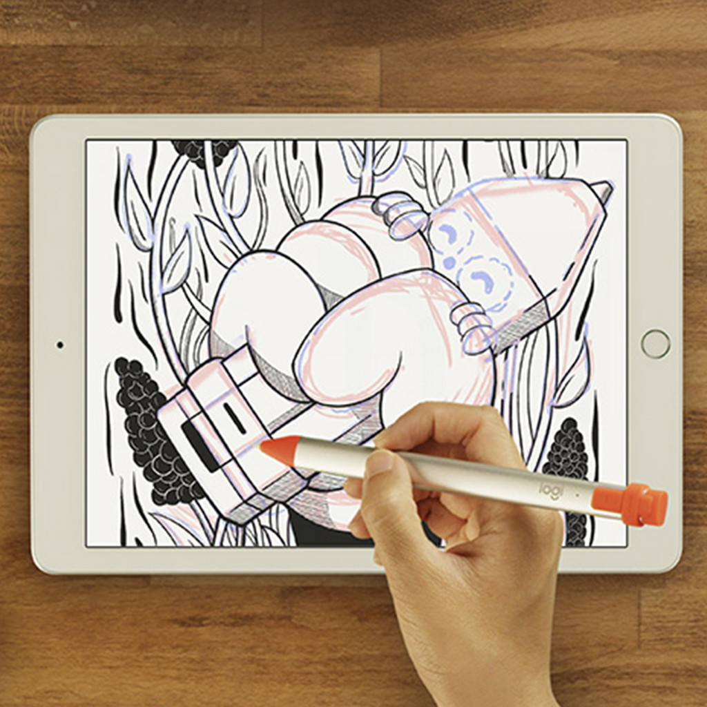 Logitech Crayon Digital Pencil voor Apple iPad product in gebruik