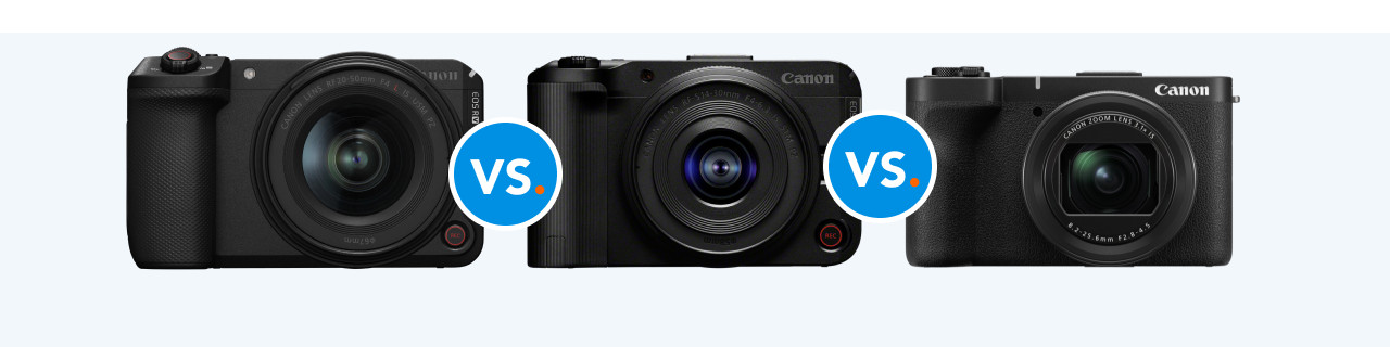 Vergelijk de Canon EOS R6 V, EOS R50 V en PowerShot V1