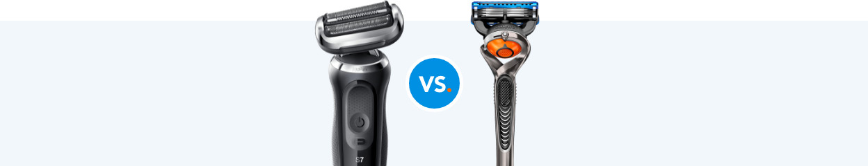 Compare electric shavers to razor blades