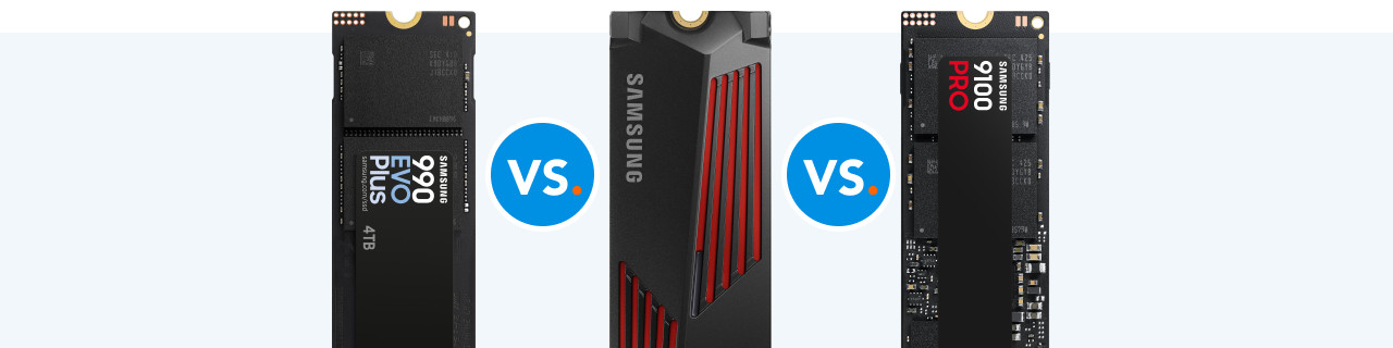 Compare the Samsung 990 EVO Plus to the 990 Pro and 9100 Pro