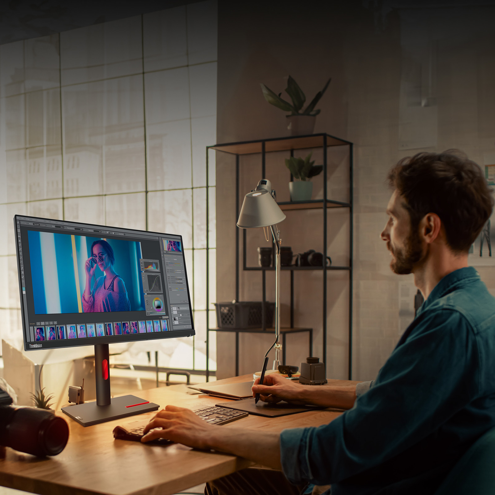 Work comfortably with an adjustable monitor