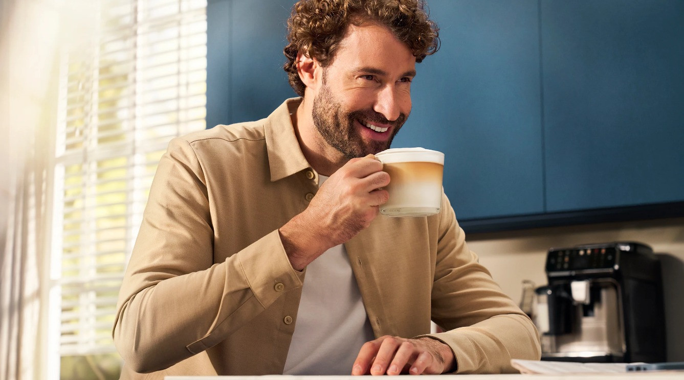 Highlighted Philips coffee machine