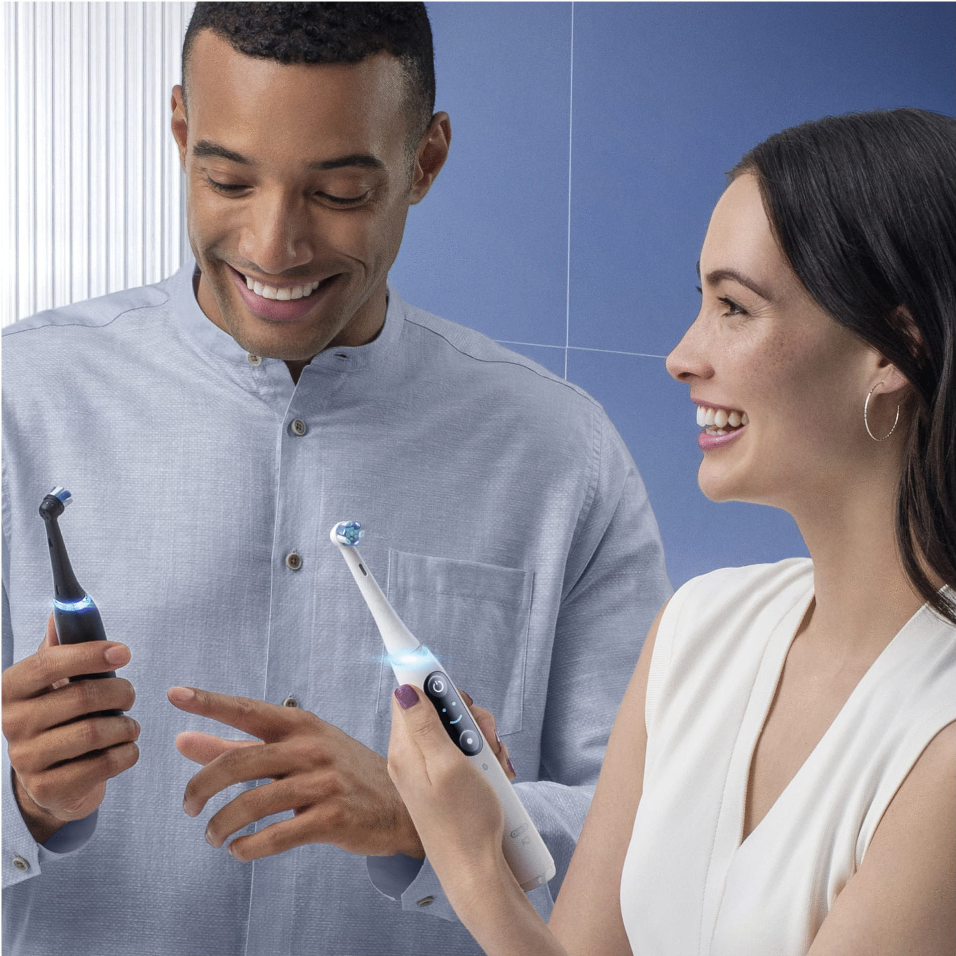 Oral-B iO Series 8 Black and White Duo Pack with Extra Brush Attachment product in use