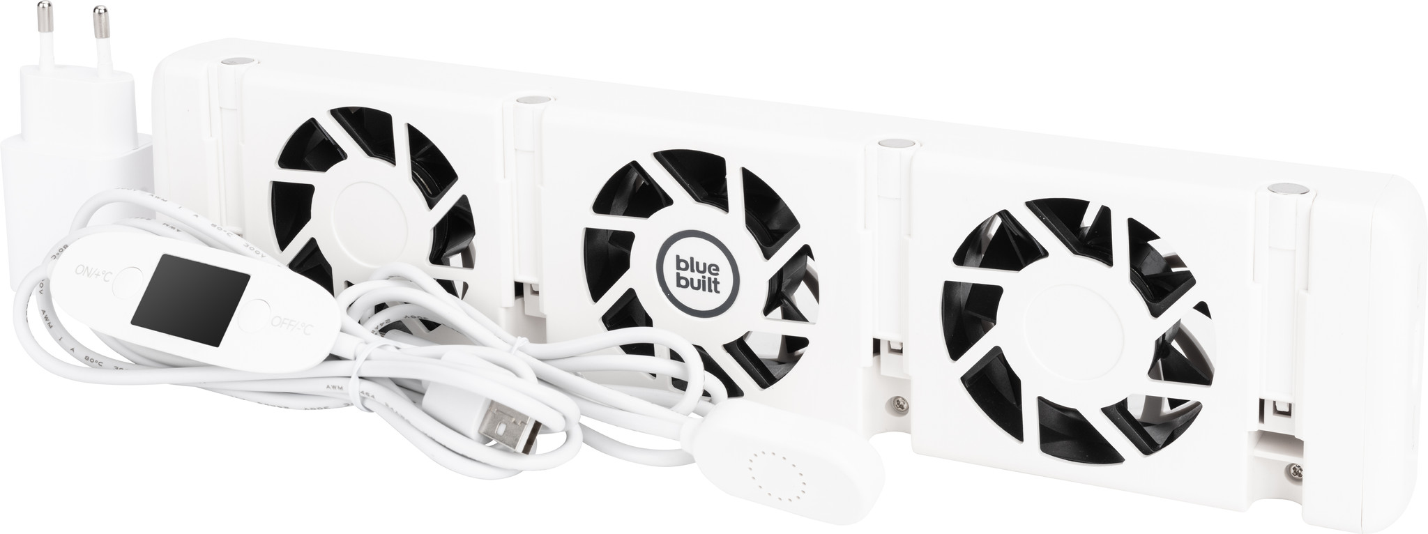 BlueBuilt-ventilatorbalk met drie ventilatoren, temperatuursensor en thermostaat met display