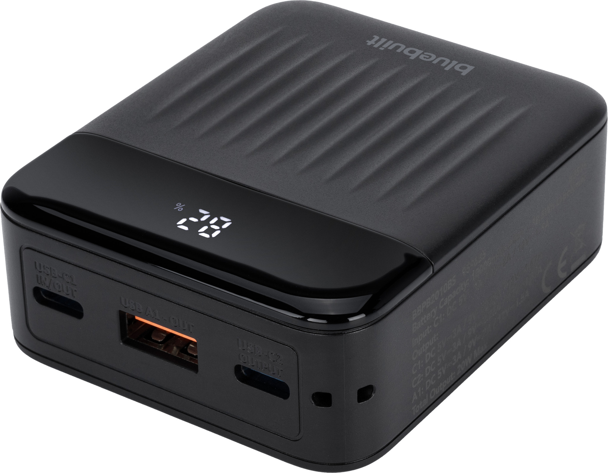BlueBuilt Power Bank 10.000 mAh met Snelladen Zwart