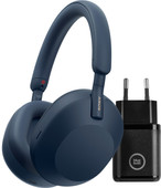 Sony WH-1000XM5 Blauw + BlueBuilt Quick Charge Oplader met Usb A Poort 18W Zwart