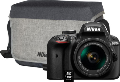 Starterskit 2 - Nikon D3400 +  AF-P 18-55mm + 16 GB + Tas is nooit meer leverbaar