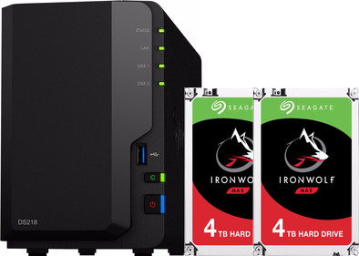 Synology DS218 met 2x Seagate IronWolf 4 TB harde schijf