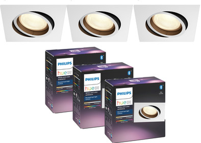 Philips Hue Centura inbouwspot White &amp; Colour vierkant wit 3-Pack is nooit meer leverbaar