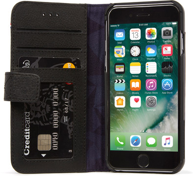 Decoded Wallet Apple iPhone SE 2 / 8 / 7 / 6 / 6s Book Case Leer Zwart is nooit meer leverbaar