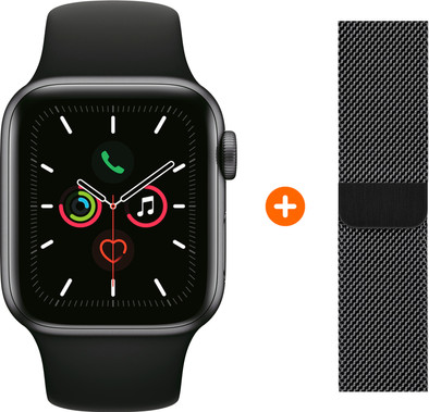 Apple Watch Series 5 44mm Space Gray Black Sport Band + Watch strap Milanese Space Black is no longer available