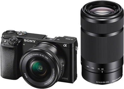 Sony Alpha A6000 Zwart + PZ 16-50mm OSS + E 55-210mm is nooit meer leverbaar