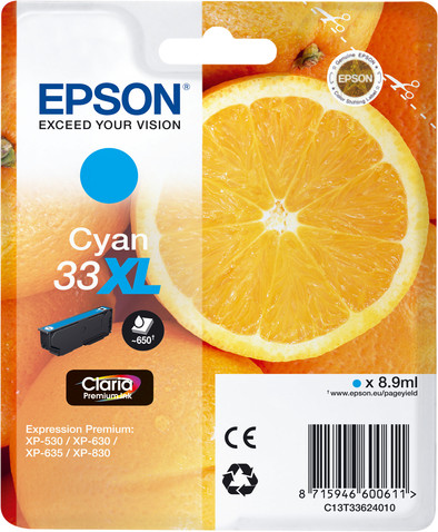Epson 33XL Cartridge Cyaan is nooit meer leverbaar