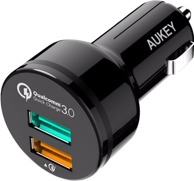 Aukey Autolader Dual USB 3,0A Zwart is nooit meer leverbaar