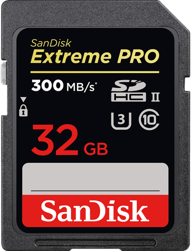 SanDsk Extreme Pro SDHC UHS-II Memory Card 300MB/s 32GB is nooit meer leverbaar