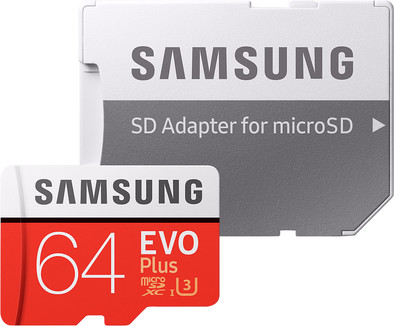 Samsung microSDXC EVO+ 64GB 100MB/s CL 10 + SD adapter is nooit meer leverbaar