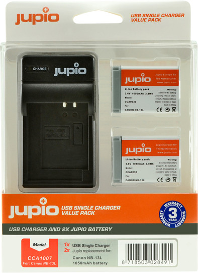 Jupio Kit: Battery NB-13L (2x) + USB Single Charger is nooit meer leverbaar