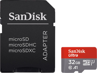 Sandisk MicroSDHC Ultra 32GB 98MB/s CL10 A1 + SD adapter is nooit meer leverbaar