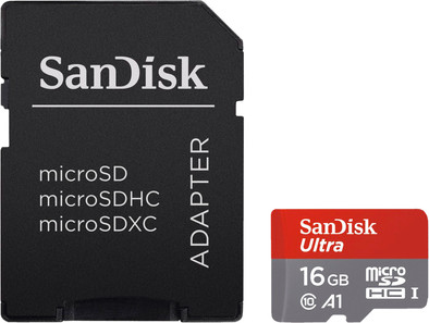 SanDisk microSDHC Ultra 16GB 98MB/s CL10 A1 + SD adapter is nooit meer leverbaar