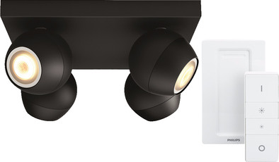 Philips Hue Buckram 4-Spot Zwart met Dimmer is nooit meer leverbaar
