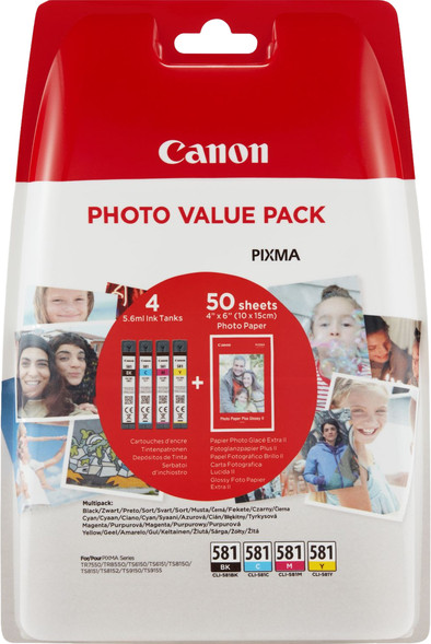 Canon CLI-581 Value Pack + Foto Papier is nooit meer leverbaar