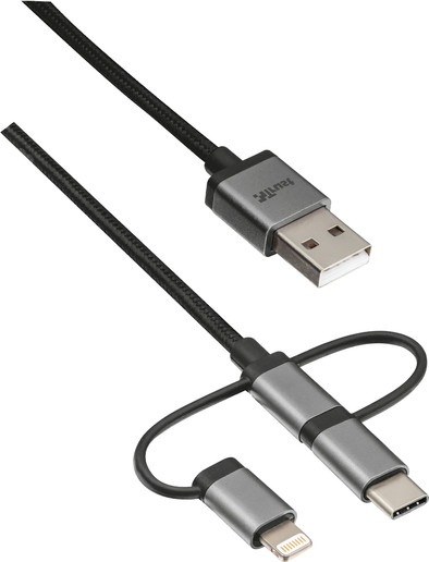 Trust 3-in-1 Lightning/Micro-USB/USB-C Cable Black 1m